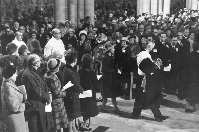 The Queen in York Minster during the Maundy ceremomy in March 1972.