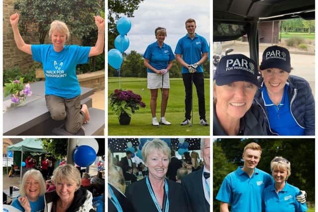 Nichi Macer (top left) taking part in Par for Parkinson’s, Walk for Parkinson’s, golf tournaments, and community fundraising events, big and small, for Parkinson’s UK over the years