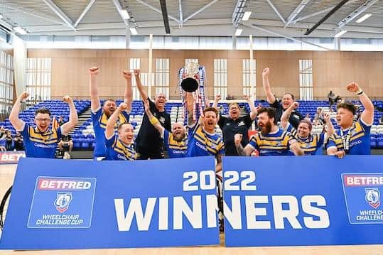 Rhinos are on course for the teble after winning the Betfred Wheelchair Challenge Cup and topping the Super League table. Picture by Will Palmer/SWpix.com