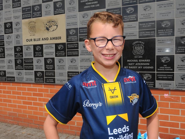 Rhinos fan Cooper Lowry, aged nine , of Leeds.