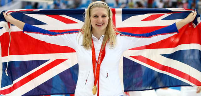 Gold medalist Rebecca Adlington poses during the medal ceremony for the Women's 800m Freestyle final. Adlington smashed the world record on the way to her gold medal as she wrote herself into Olympic history.