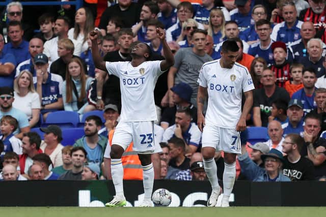 FAB FOUR - Leeds United's front four all scored, including Luis Sinisterra and new boy Joel Piroe, in a thrilling 4-3 win over Ipswich Town at Portman Road. Pic: PA