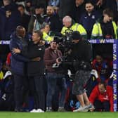WE'RE GOOD: Crystal Palace boss Patrick Vieira, left, and Leeds United head coach Jesse Marsch, right, embrace after April's goalless draw at Selhurst Park.
Photo by Julian Finney/Getty Images.