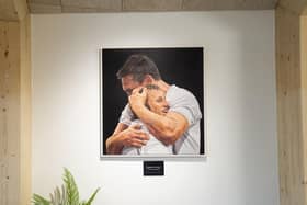 A painting of Rob Burrow being embraced by Kevin Sinfield at the opening of the Rob Burrow Centre for Motor Neurone Disease at Seacroft Hospital. PIC: Danny Lawson/PA Wire