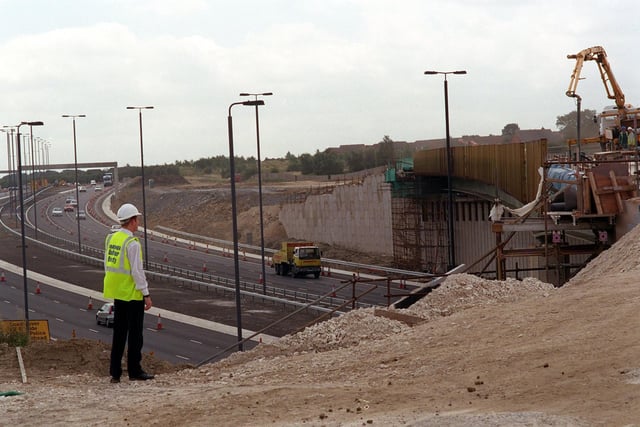 Work continued on the M1/A1 link road in Leeds.