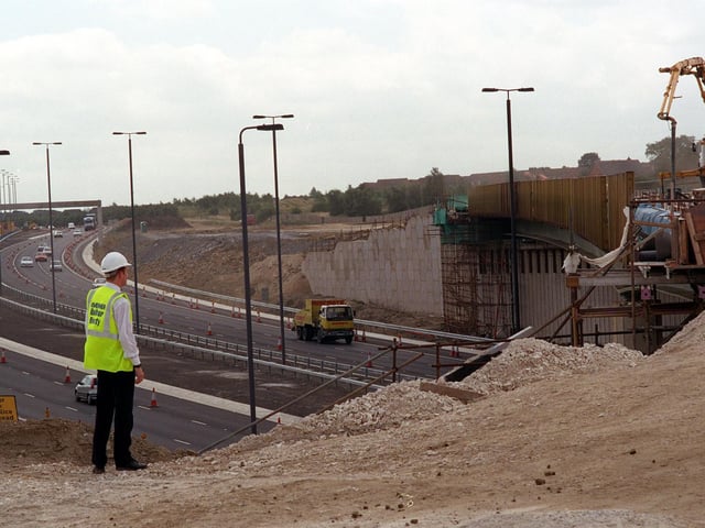 Work continued on the M1/A1 link road in Leeds.