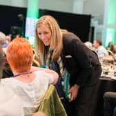 Chief Executive Susan Allen speaking to members at Yorkshire Building Society's Annual General Meeting in Leeds.