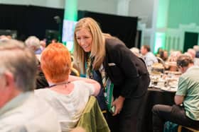 Chief Executive Susan Allen speaking to members at Yorkshire Building Society's Annual General Meeting in Leeds.
