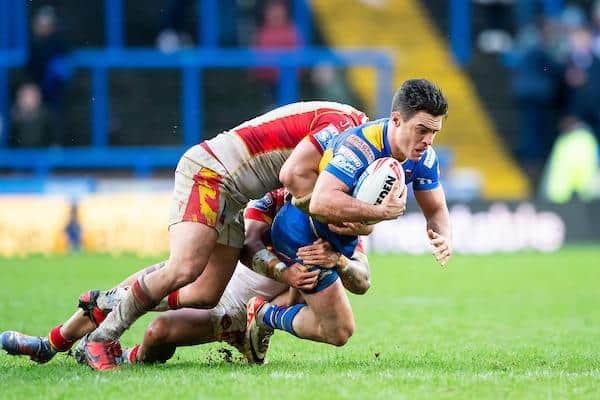 Leeds Rhinos number six Brodie Croft faces a stand-off battle with fellow Aussie Matt Moylan at Leigh Leopards on Friday. Picture by Allan McKenzie/SWpix.com.
