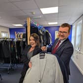 (L-R) Faye Mellors, CEO The Suit Works, and Matthew Wells, partner, Evelyn Partners.