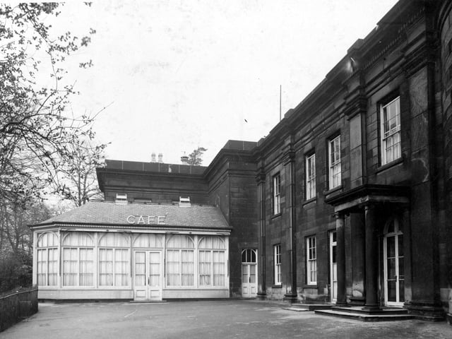 The Conservatory cafe at the side of Roundhay Park Mansion House pictured in March 1938. Craven Gilpin was a famous Leeds caterer who undertook catering at the Mansion from 1894.