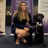 Trainer Sophie Bambrook with trainee support dog Mason at the Yorkshire Young Achievers Awards