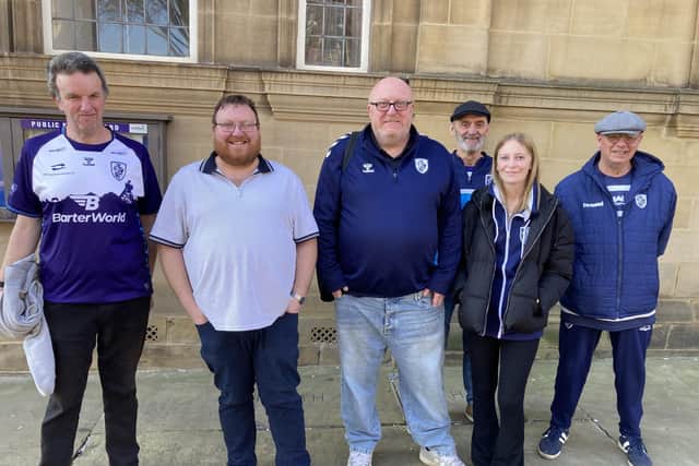 Fans of Featherstone Rovers attended a hearing at Wakefield Town Hall where councillors agreed to grant a new premises licence at the club. Applicant David Farrar pictured third from left. LDRS image