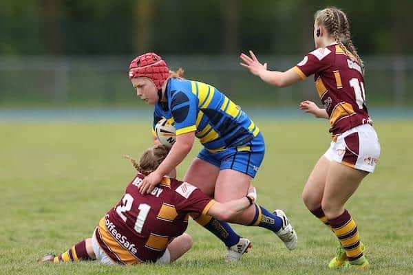 Caitlin Casey, pictured in action for Oulton last season, is now a member of Rhinos' first team squad. Picture by John Clifton/SWpix.com.