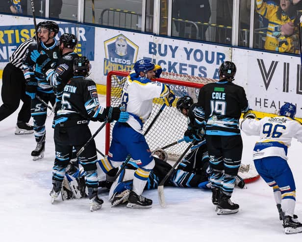 STARTING POINT: Liam Peyton celebrates Leeds' first goal against Soilway. Picture: Charlotte Clarke/Knights Media.
