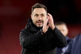 EXCITEMENT: For a Leeds United first for Brighton's Italian boss Roberto De Zerbi. Photo by Warren Little/Getty Images.