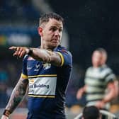 Richie Myler makes a point during Rhinos' win over Hull. Picture by Alex Whitehead/SWpix.com.