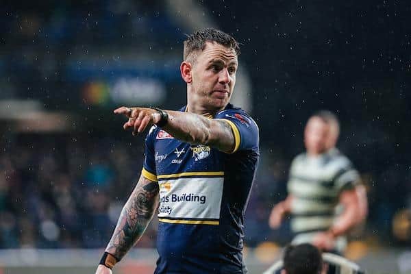 Richie Myler makes a point during Rhinos' win over Hull. Picture by Alex Whitehead/SWpix.com.