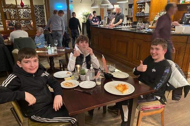 It was a rainy day in February when 12-year-old Will met friends Charlie and Leo, 13, to play as they do every weekend so they decided to head to the to popular restaurant Salute at The White Swan in Rothwell instead. The trio sat down and told staff they had £9 and asked politely if that would be enough for a pizza and water to share between them. The management were so impressed with their good manners that they were treated to extra pizza and fries.