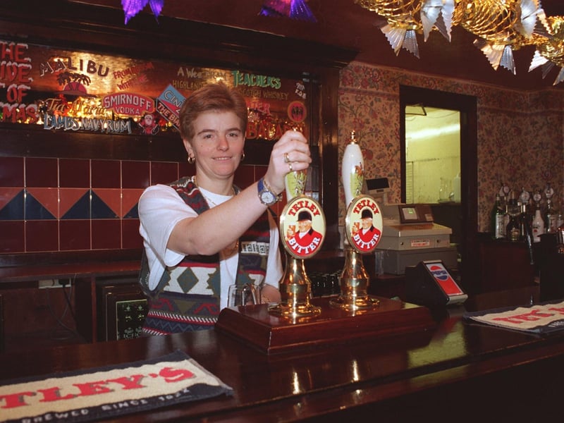 Do you remember Debra Rhodes? She was landlady of Staging Post pub. Pictured in December 1996.
