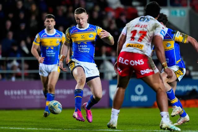 Friday's game at Warrington Wolves will be Leeds Rhinos centre Harry Newman's 100th Super League appearance. Picture by Olly Hassell/SWpix.com.
