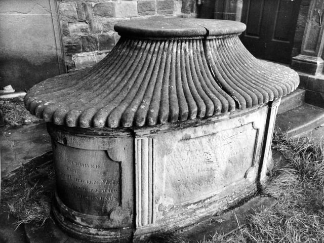 An unusual tomb at St. Marys Church which attracts the attention of visitors. Pictured in October 1976.