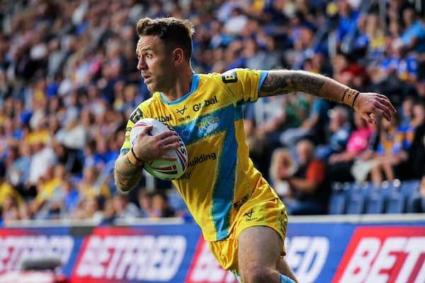 Richie Myler on the attack for Rhinos against Giants. Picture by Alex Whitehead/SWpix.com.
