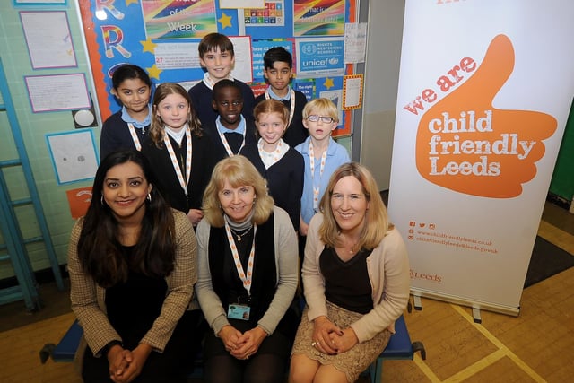 The report, published after an inspection in May, stated: "Adults and pupils share the strong school values of the ‘5Cs’ (community, challenge, confidence, curiosity and care). Pupils understand the ‘5Cs’ and put these values into practice."
Pictured: Senior Leeds councillors visit the school in 2019 to meet children from the school who are Unicef Champions.
