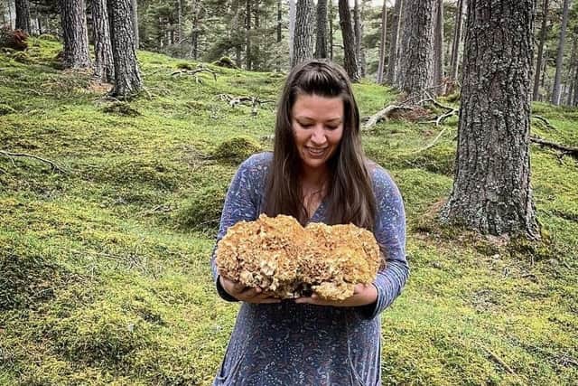 Lisa pictured with cauliflower fungus. It was porcini mushrooms that first triggered her to looking outside of supermarkets for her provisions. (Photo by Lisa Cutcliffe/SWNS)