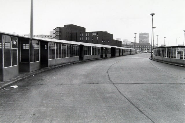 Empty ranks at Leeds Central Bus Station in February 1981.