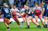 Leeds Rhinos' teenage star Ruby Bruce gets a pass away against Wigan Warriors. Picture by Allan McKenzie/SWpix.com.
