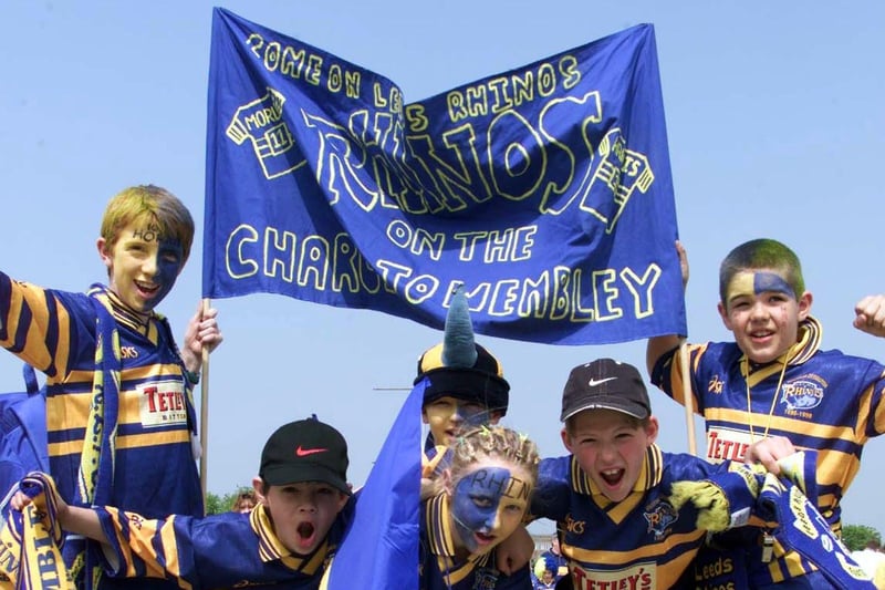 Young Rhinos fans outside the stadium before the game.