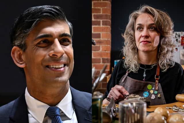 Prime Minister Rishi Sunak visited Sunny Bank Mills in Farsley, Leeds, on November 23, where he met business owners including Emma White who was a finalist on the BBC's All That Glitters. Photo: Getty Images/National World.