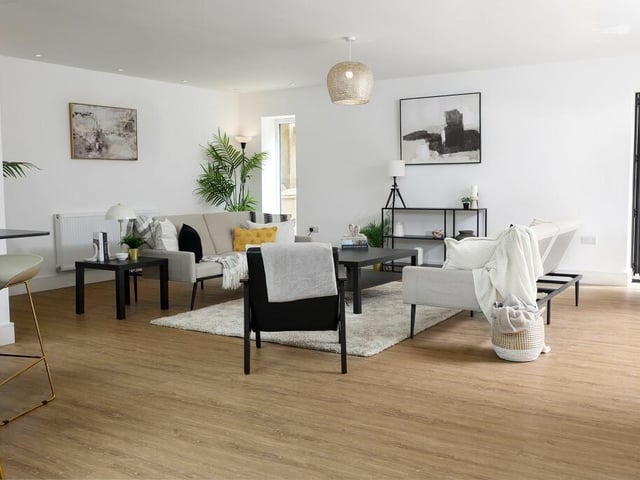 Designed with modern living in mind, the capacious open plan kitchen-living-dining area can be found off the entrance hall.