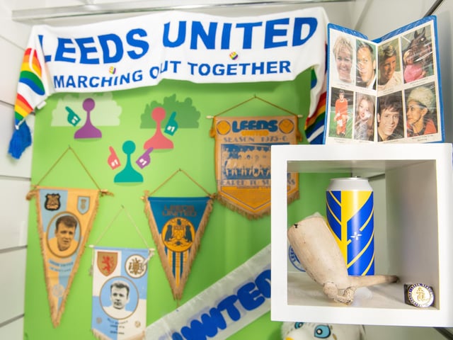 They are displayed alongside scarves and shirts worn by players and fans at the club’s famous Elland Road home.