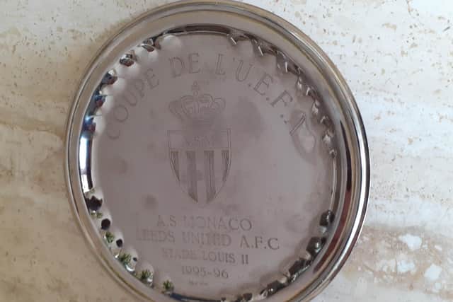 SOUVENIR: The shield presented to Leeds United chairman Leslie Silver by AS Monaco in September 1995.