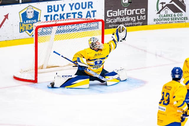 LAST LINE OF DEFENCE: Leeds Knights' netminder has had another impressive season. Picture: Kev Bland/Knights Media.