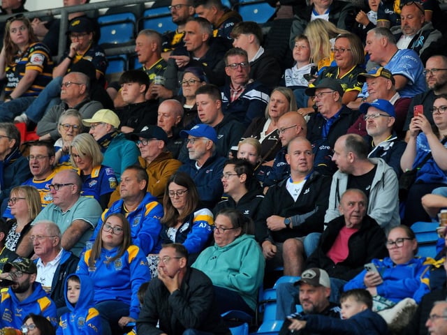 Rhinos fans at the game against Wigan Warriors.