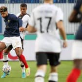 EXCITING: Leeds United's new record signing Georginio Rutter, centre, pictured in action for France's under-21s against Germany under-21s last September. 
Photo by Karina Hessland-Wissel/ Getty Images.