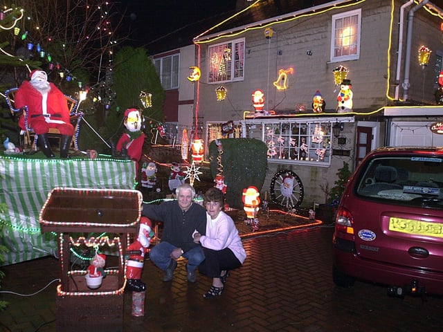 This house in Horbury was covered in 8,500 lights and in December 2000 had made it to the last six of a Christmas lights competition run by Calendar news. Pictured are owners Margaret and Bob Cook.