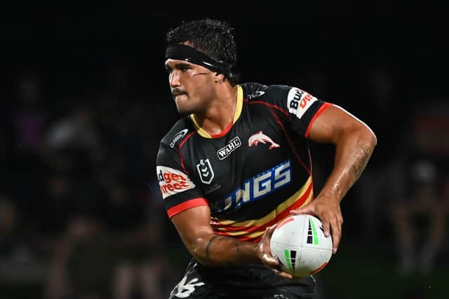 New Wakefield Trinity signing Mason Teague seen playing for the Dolphins during an NRL pre-season challenge match against North Queensland Cowboys in February last year. Picture by Emily Barker/Getty Images.