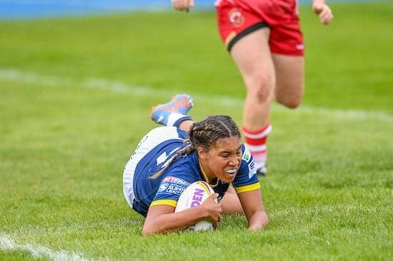 Sophie Robinson was one of Rhinos' scorers in their big win at Wigan. Picture by Olly Hassell/SWpix.com.