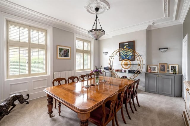 The formal dining room is a bright and pleasant place to share meals.