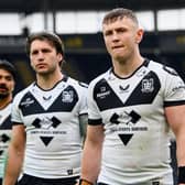 Harry Newman, right, seen in Hull FC colours alongside former Leeds Rhinos teammate Tom Briscoe. Picture by Allan McKenzie/SWpix.com.