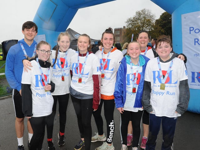 Team Gifford of Garforth pose for the cameras after their rain-soaked run!