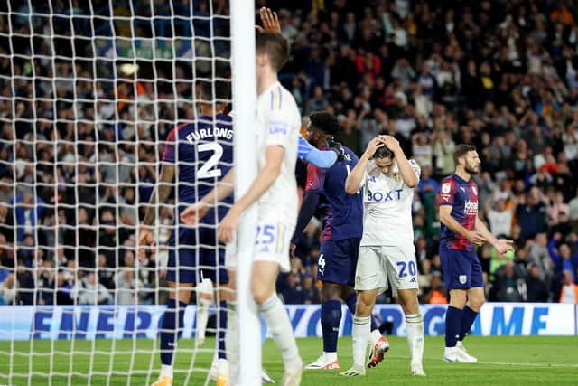 UNANIMOUS CHOICE: Dan James, right, for the Leeds United man of the match award in Friday night's Championship clash against West Brom at Elland Road. 
Photo by George Wood/Getty Images.