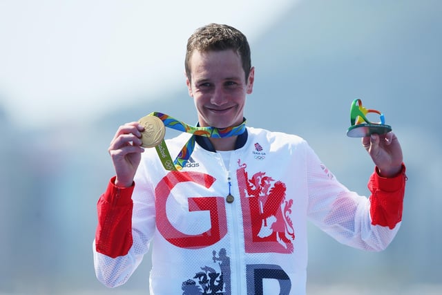 Two time Olympic gold medal winning triathlete Alistair Brownlee studied Sports Science and Physiology at the University of Leeds, where he gained his degree in 2010., before going on to complete an MSc in Finance in 2013 at Leeds Metropolitan University. (Photo by Alex Livesey/Getty Images)