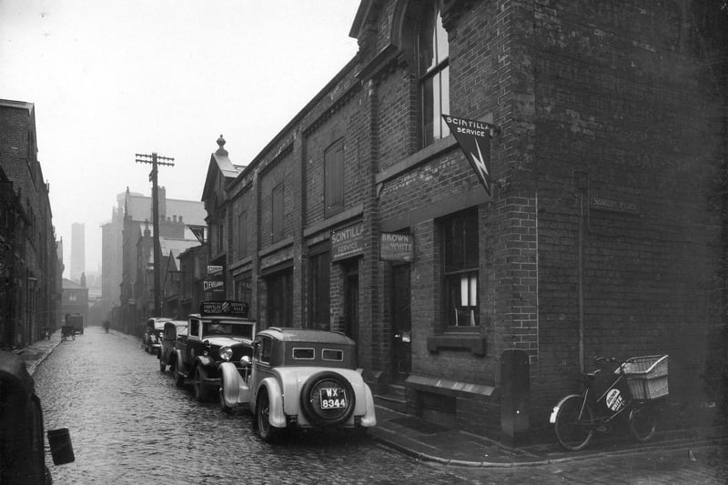 Brown and Whites motor engineers and Scintilla magneto manufacturers, 19 and 21 Somers Street adjoining Somers Place, looking towards Park Lane in March 1936.