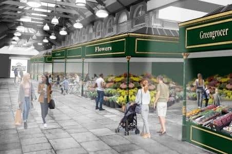 An artist's impression of what the completed works could look like at Leeds Kirkgate Market