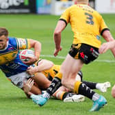 Ash Handley in action for Leeds Rhinos during their win at Castleford Tigers in June. Picture by Alex Whitehead/SWpix.com.